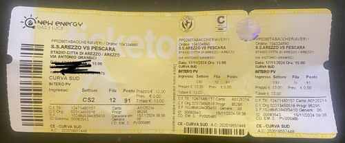Biglietto stadio ticket arezzo - biglietto,