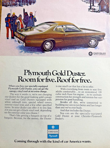 Pubblicità 1972 plymouth gold - pubblicità,